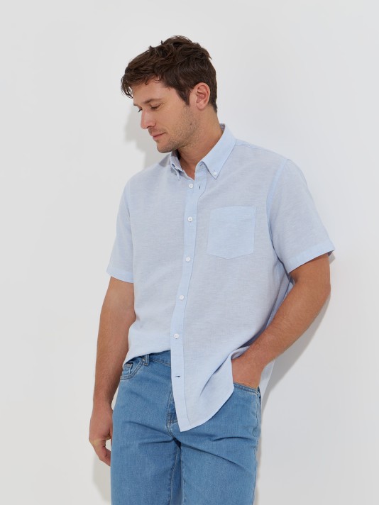 Camisa de manga curta com linho
