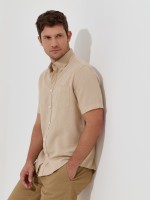 Camisa de manga curta com linho