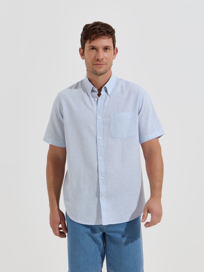 Camisa de manga curta com linho