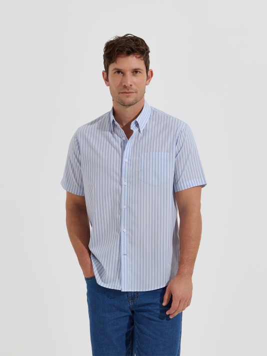 Camisa de manga curta �s riscas