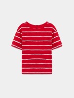 T-shirt às riscas em relevo com laço T-shirt às riscas em relevo com laço