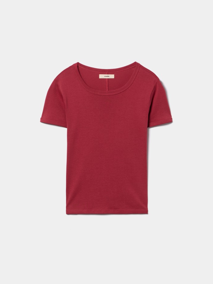 T-shirt b�sica em malha canelada