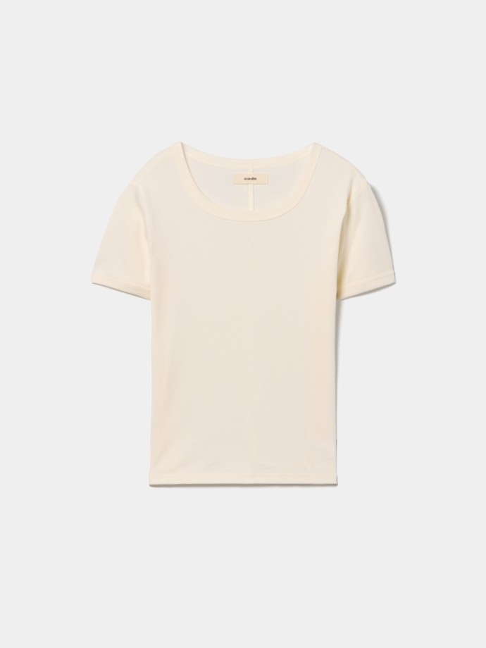 T-shirt b�sica em malha canelada