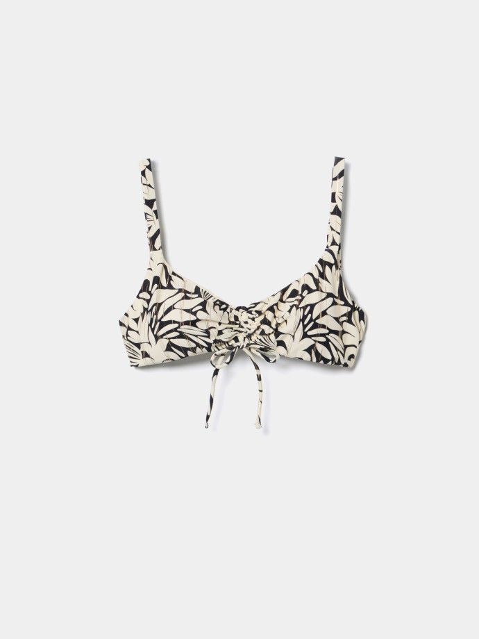 Top de biqu�ni estampado com franzido
