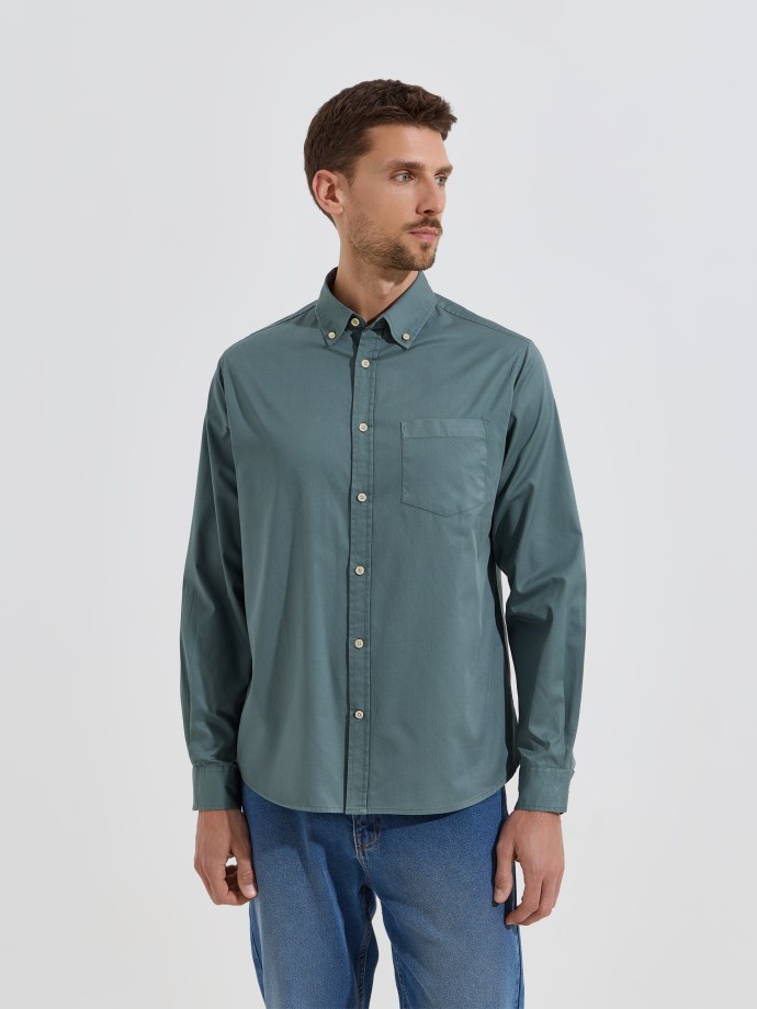 Camisa de algod�o com bolso