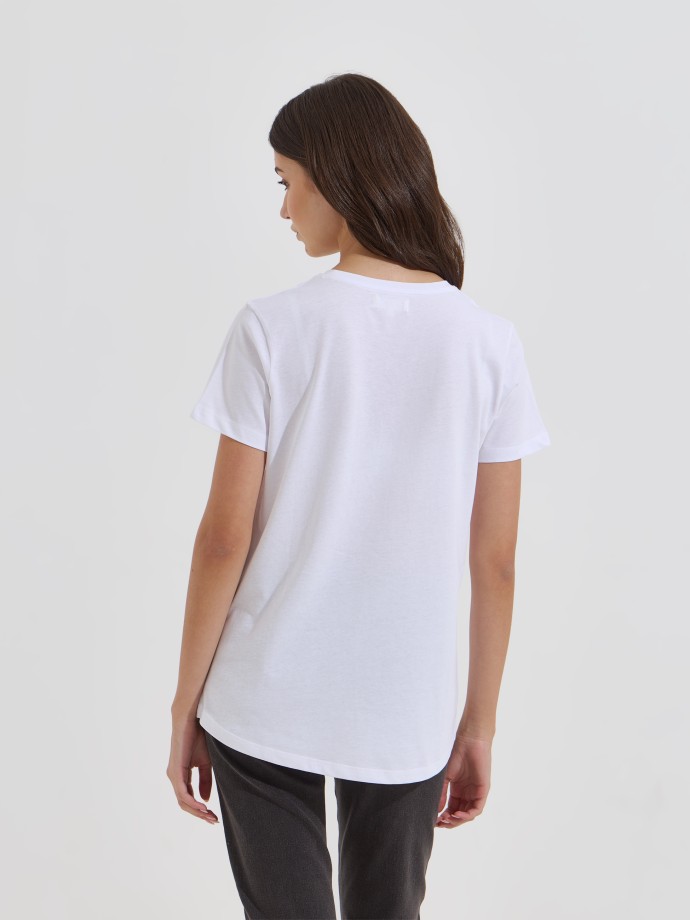 T-shirt estampada detalhes brilhantes
