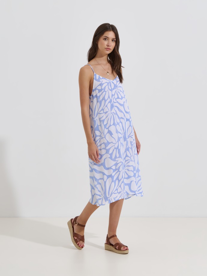 Vestido midi com padr�o