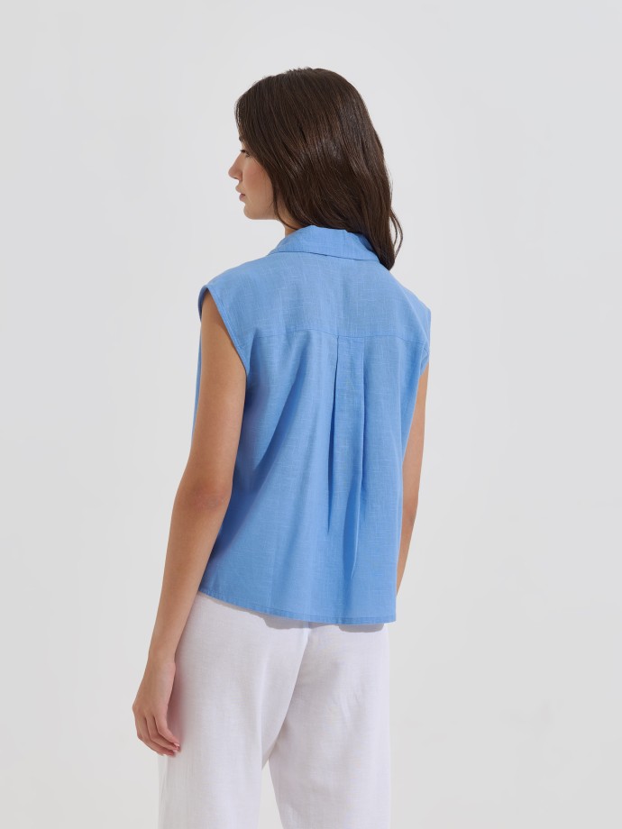 Camisa sem mangas com bot�es