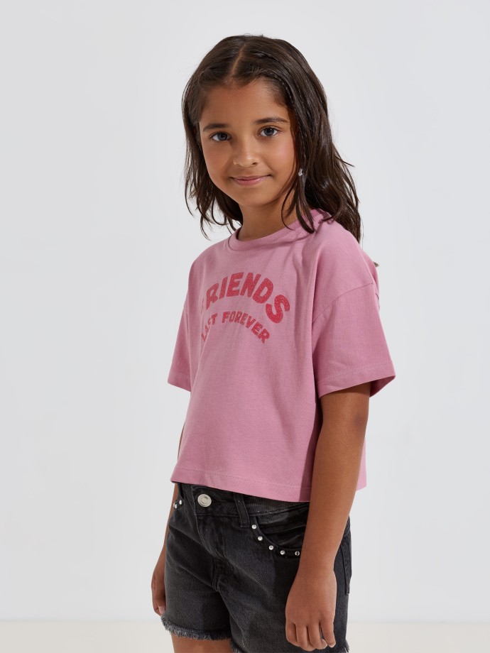 T-shirt cropped estampada