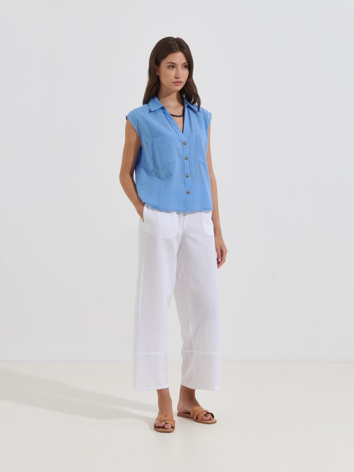 Camisa sem mangas com bot�es