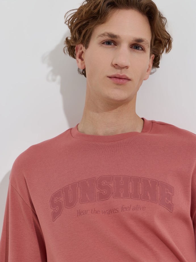 T-shirt estampada interlock em algod�o
