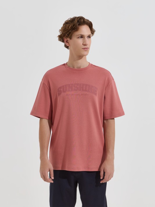 T-shirt estampada interlock em algod�o