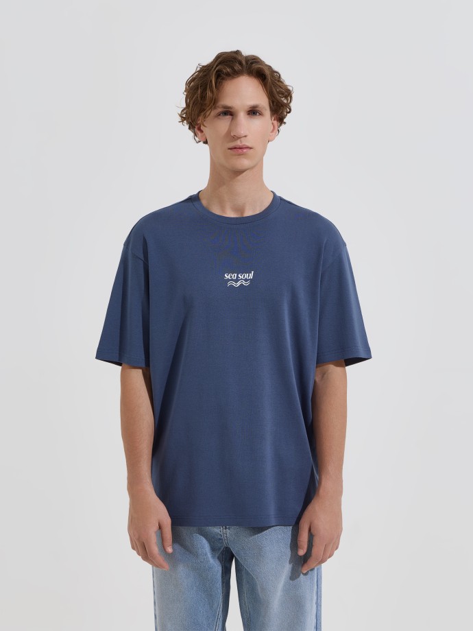 T-shirt estampada interlock em algod�o