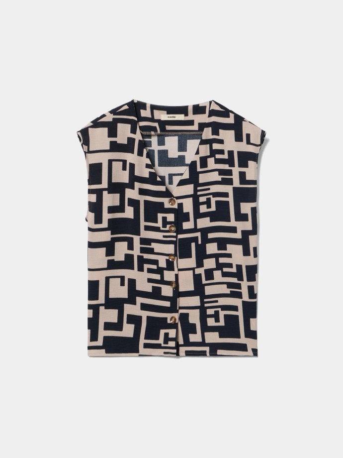 Blusa estampada com bot�es