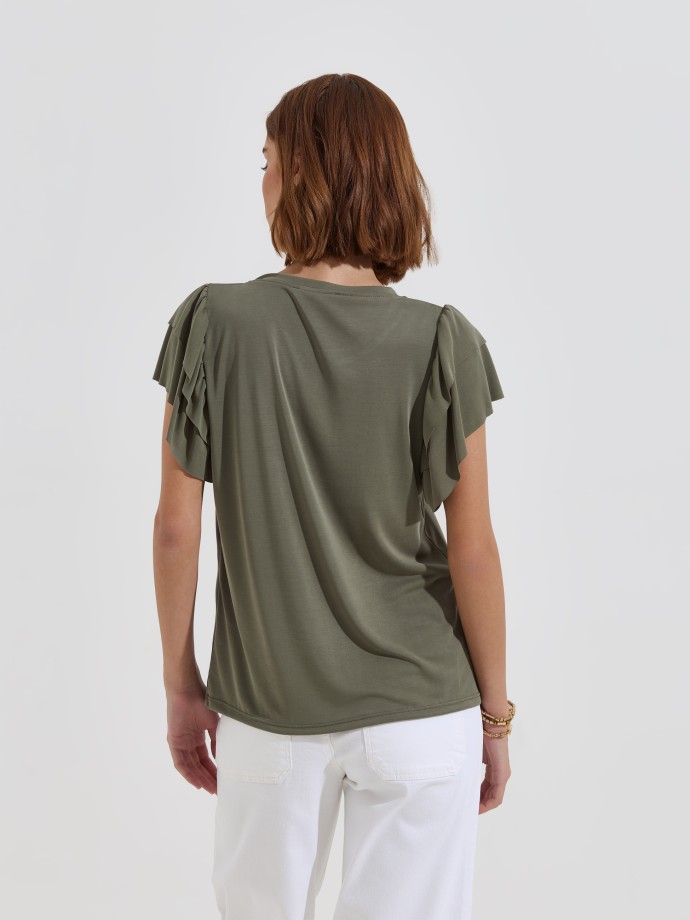 T-shirt com mangas fluidas