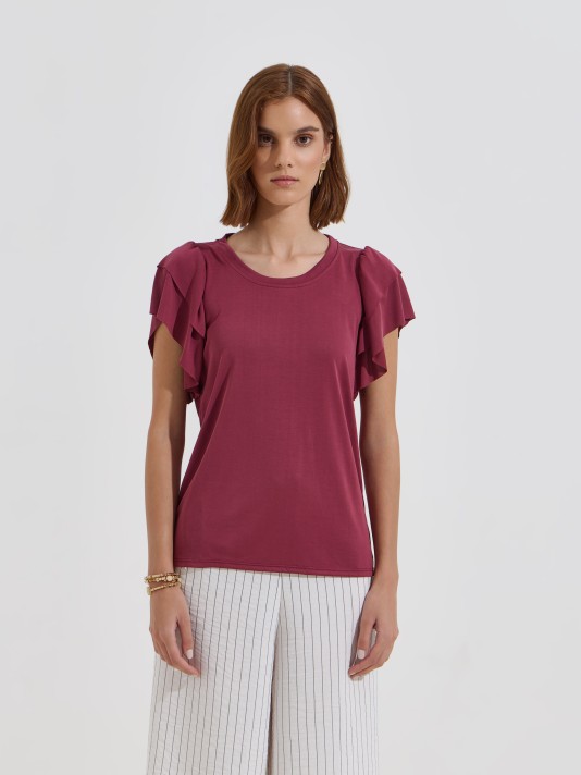 T-shirt com mangas fluidas