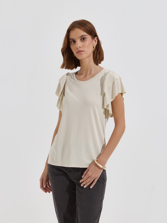 T-shirt com mangas fluidas