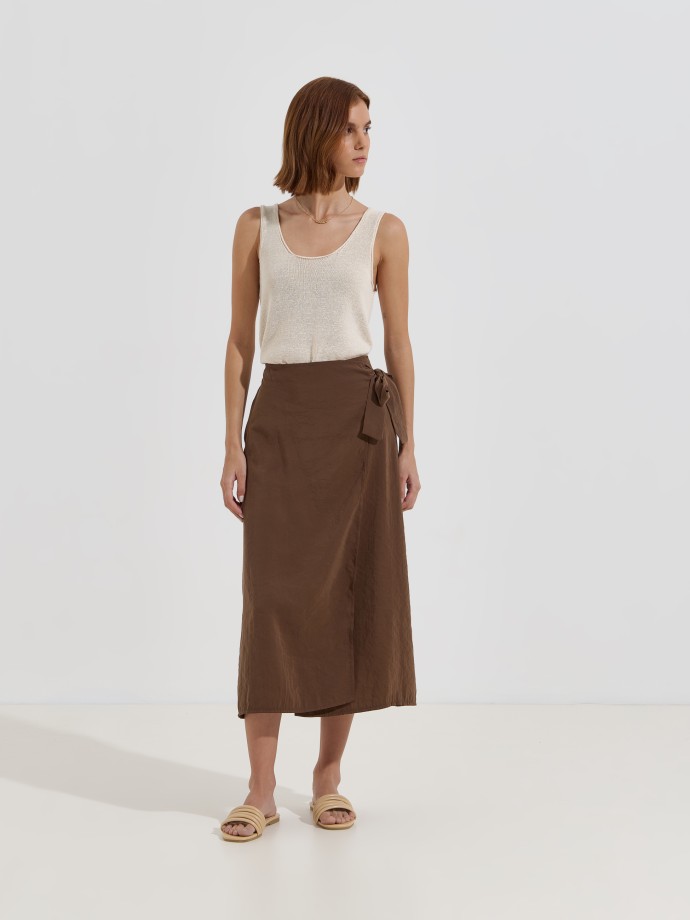 Saia midi cruzada com la�o