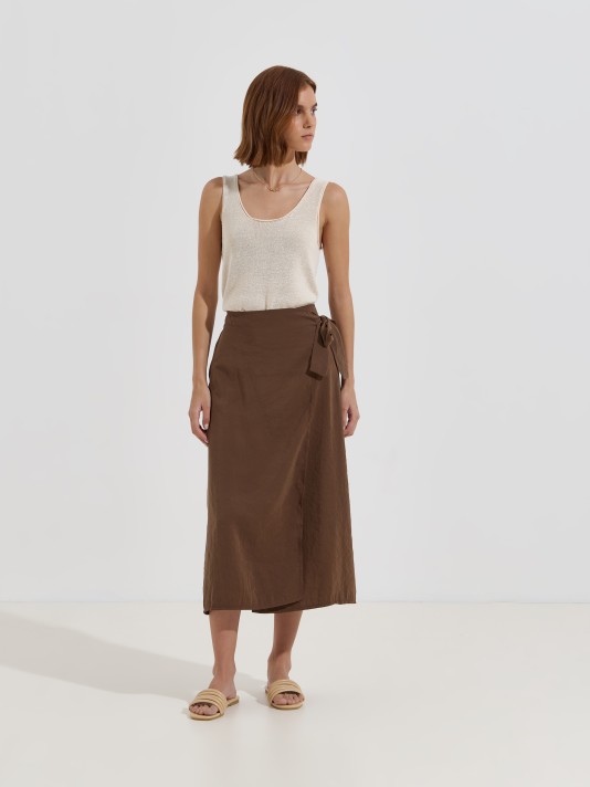 Saia midi cruzada com la�o