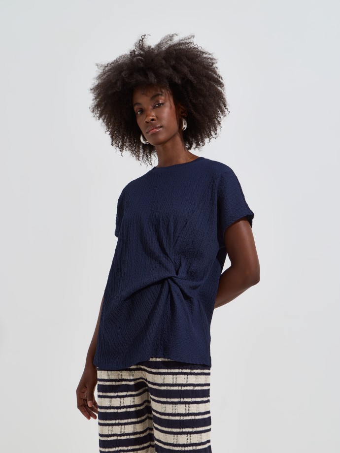 T-shirt de malha enrugada
