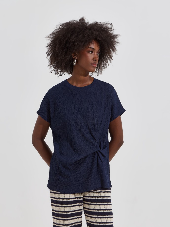 T-shirt de malha enrugada