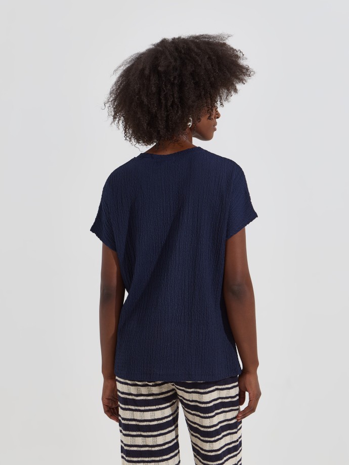 T-shirt de malha enrugada