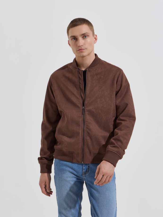 Casaco bomber com efeito camur�a
