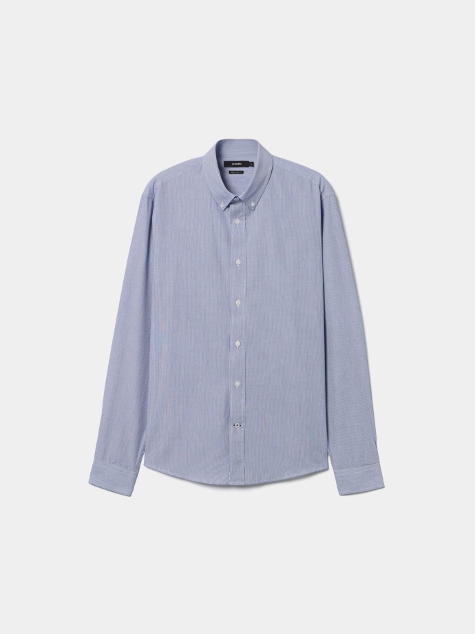 Camisa em popeline �s riscas
