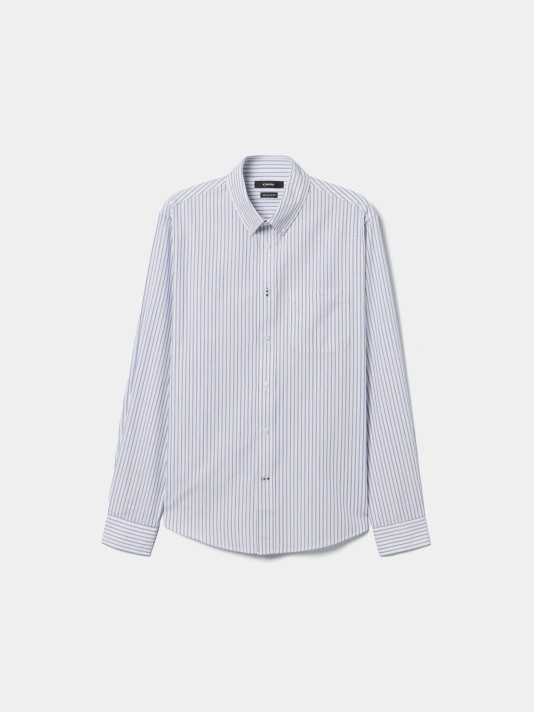 Camisa em popeline �s riscas