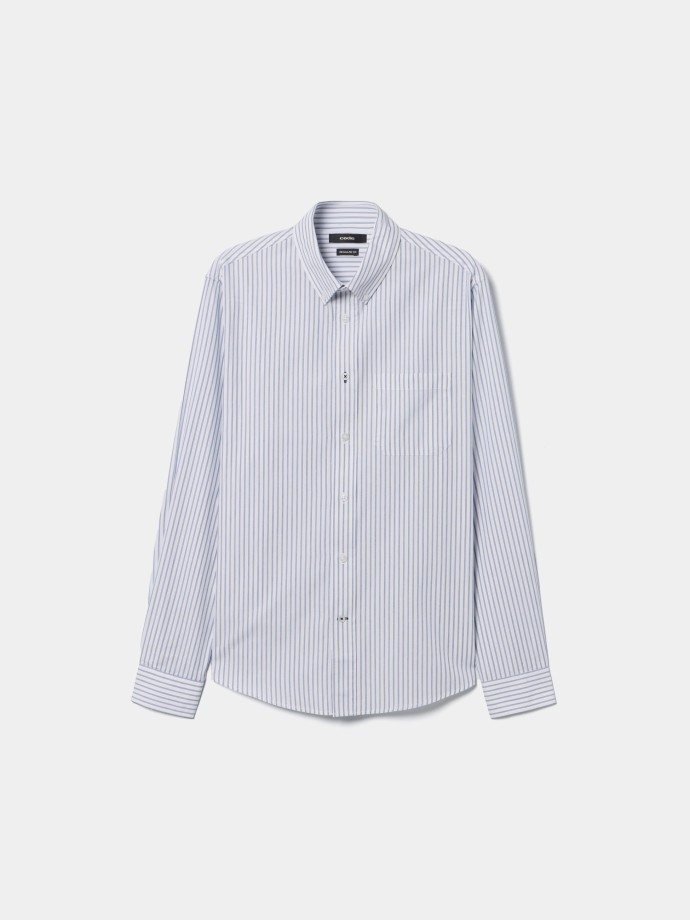 Camisa em popeline �s riscas