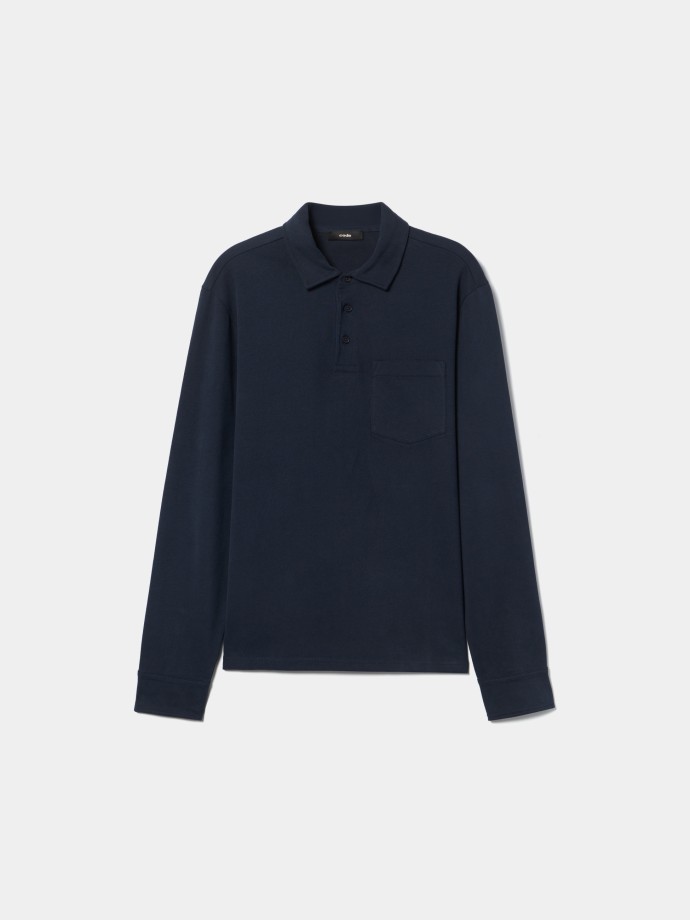Polo de manga comprida com bolso