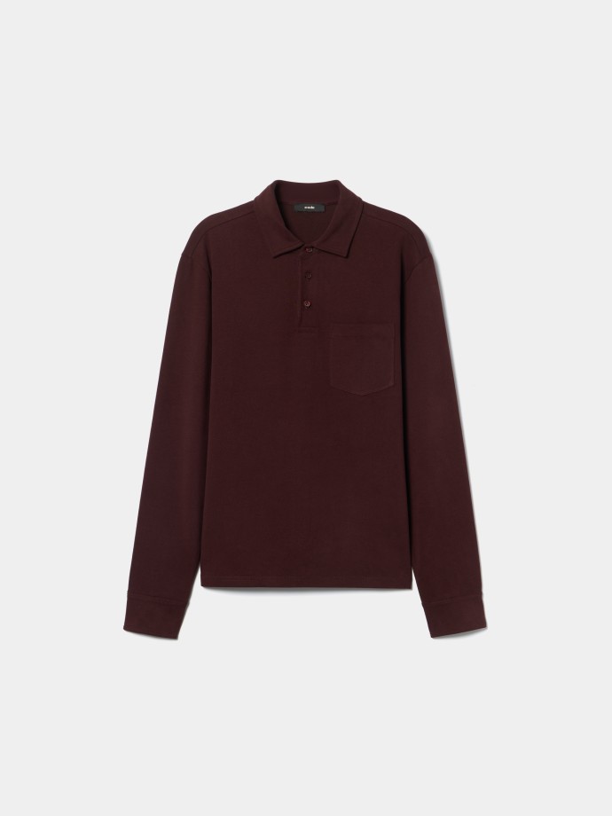 Polo de manga comprida com bolso