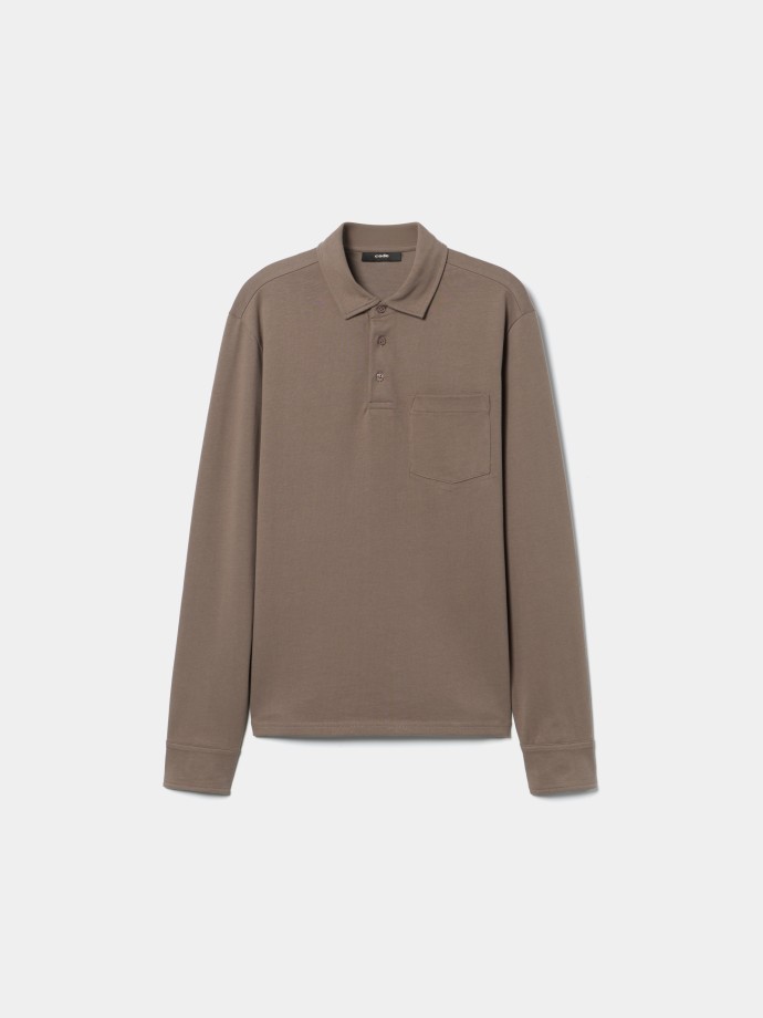 Polo de manga comprida com bolso