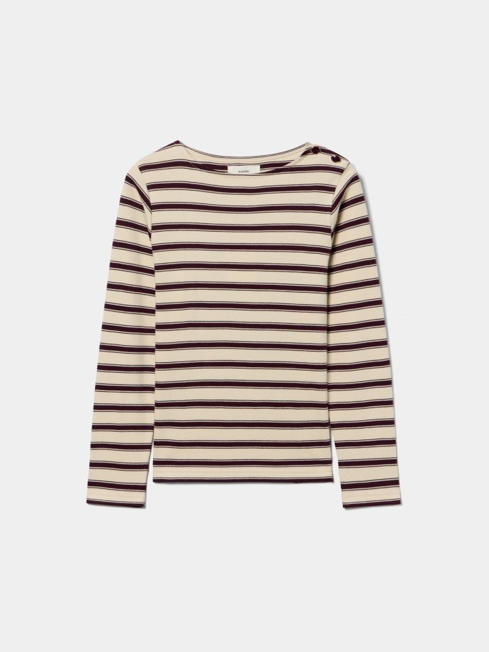 Camisola �s riscas com bot�es