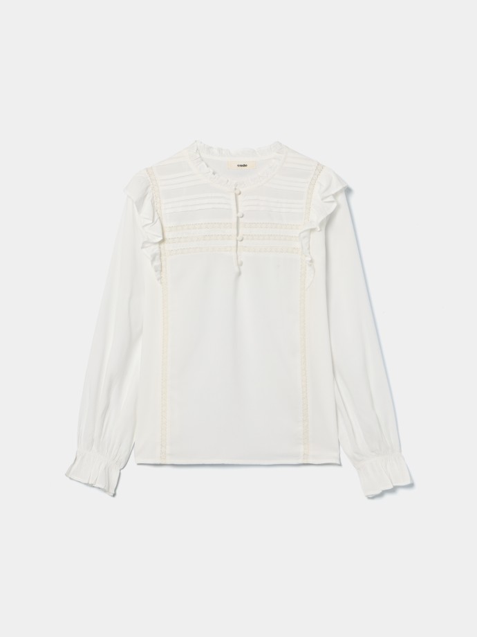 Blusa com folhos e renda