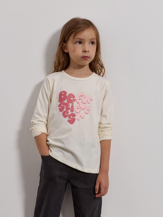 Camisola estampada com brilho Camisola estampada com brilho