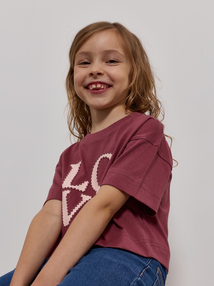 T-shirt cropped estampada