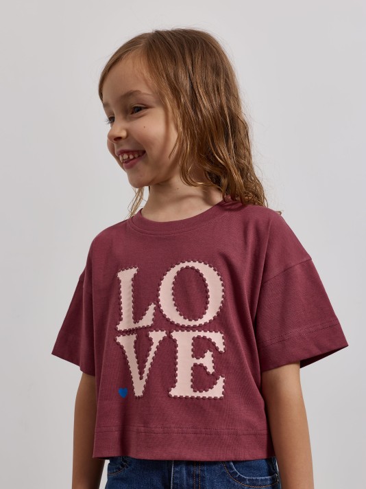 T-shirt cropped estampada