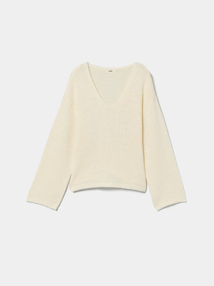 Camisola de malha com decote em V