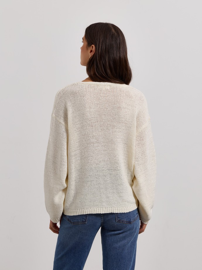 Camisola de malha com decote em V