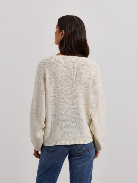 Camisola de malha com decote em V Camisola de malha com decote em V