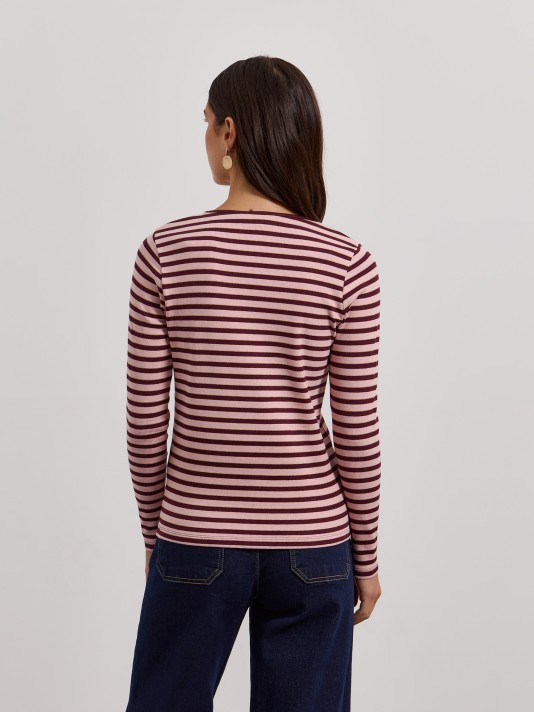 Camisola às riscas com detalhe brilhante Camisola às riscas com detalhe brilhante