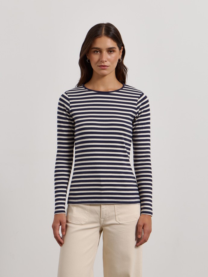 Camisola �s riscas com detalhe brilhante