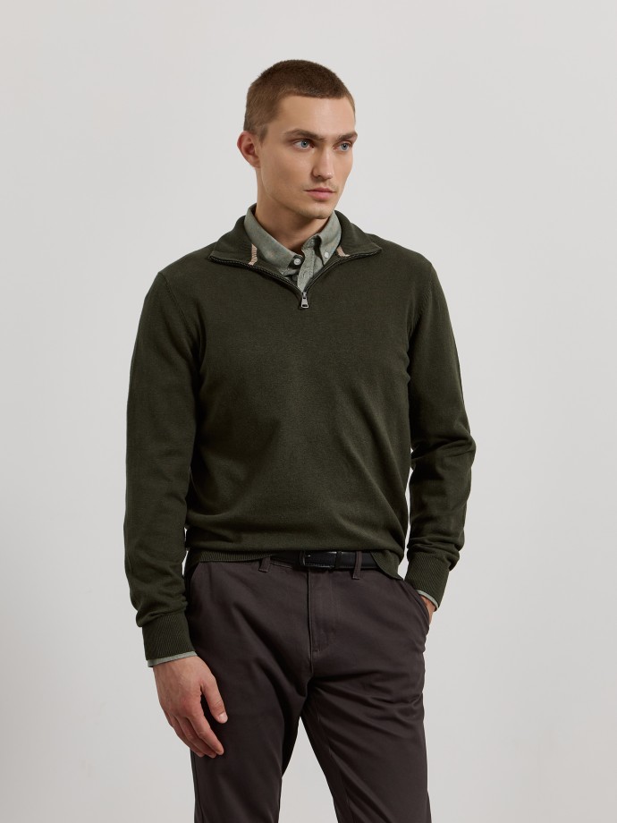 Camisola de malha com fecho