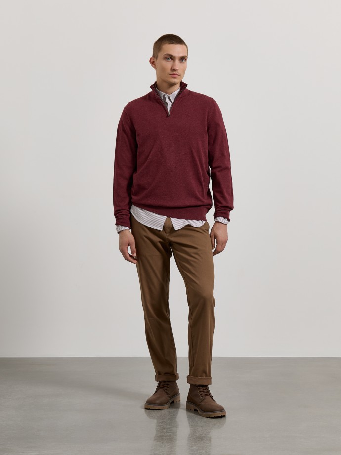 Camisola de malha com fecho