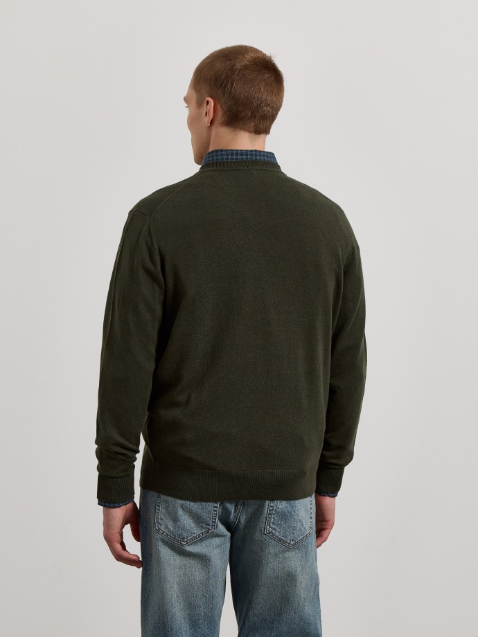 Camisola de malha com decote em V