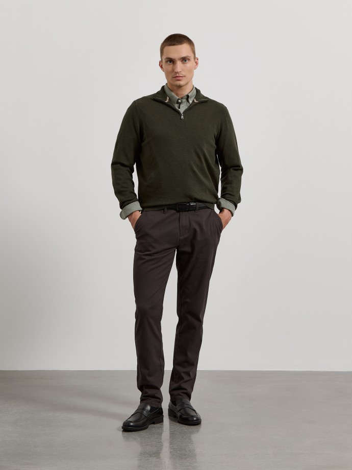 Camisola de malha com fecho