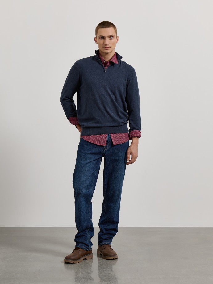 Camisola de malha com fecho