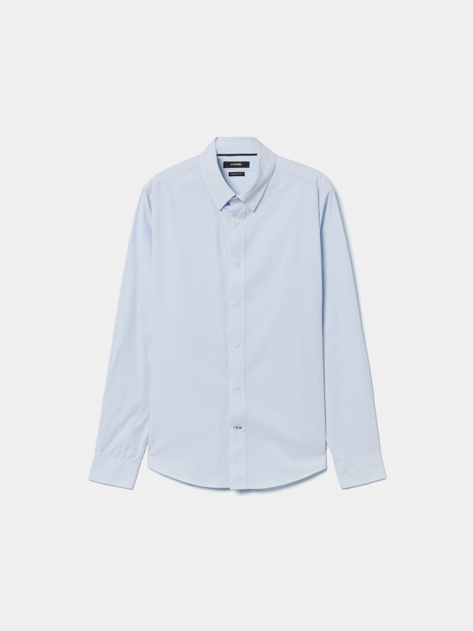 Camisa em popeline �s riscas