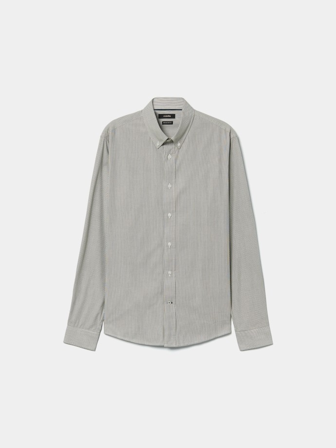 Camisa em popeline �s riscas